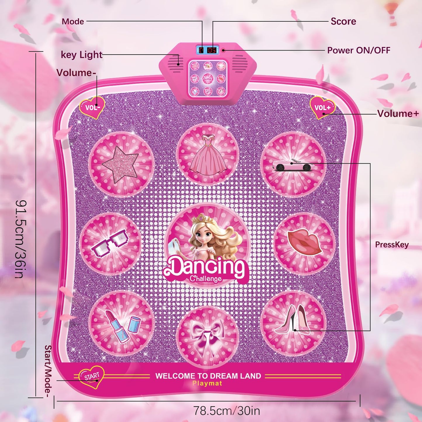 Princess Dance Mat Toy Gift - Popular Light Up Dancing Mat For Toddlers Kids Girls Ages 3 4 5 6 7 8 9 10 11 12 Year Old Christma