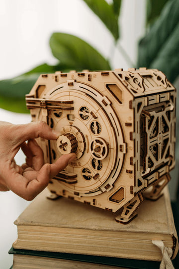 Wood Trick Safe Wooden Model Kit For Adults And Kids To Build - Diy Locker Puzzle Box With Combination - Mechanical - Store Your Precious Items - Heavy Duty Design - 3D Wooden Puzzle