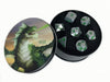 Metal Dice Polyhedral Set of 7 Druid Circle Green D&D RPG Brushed Silver with Green numbers