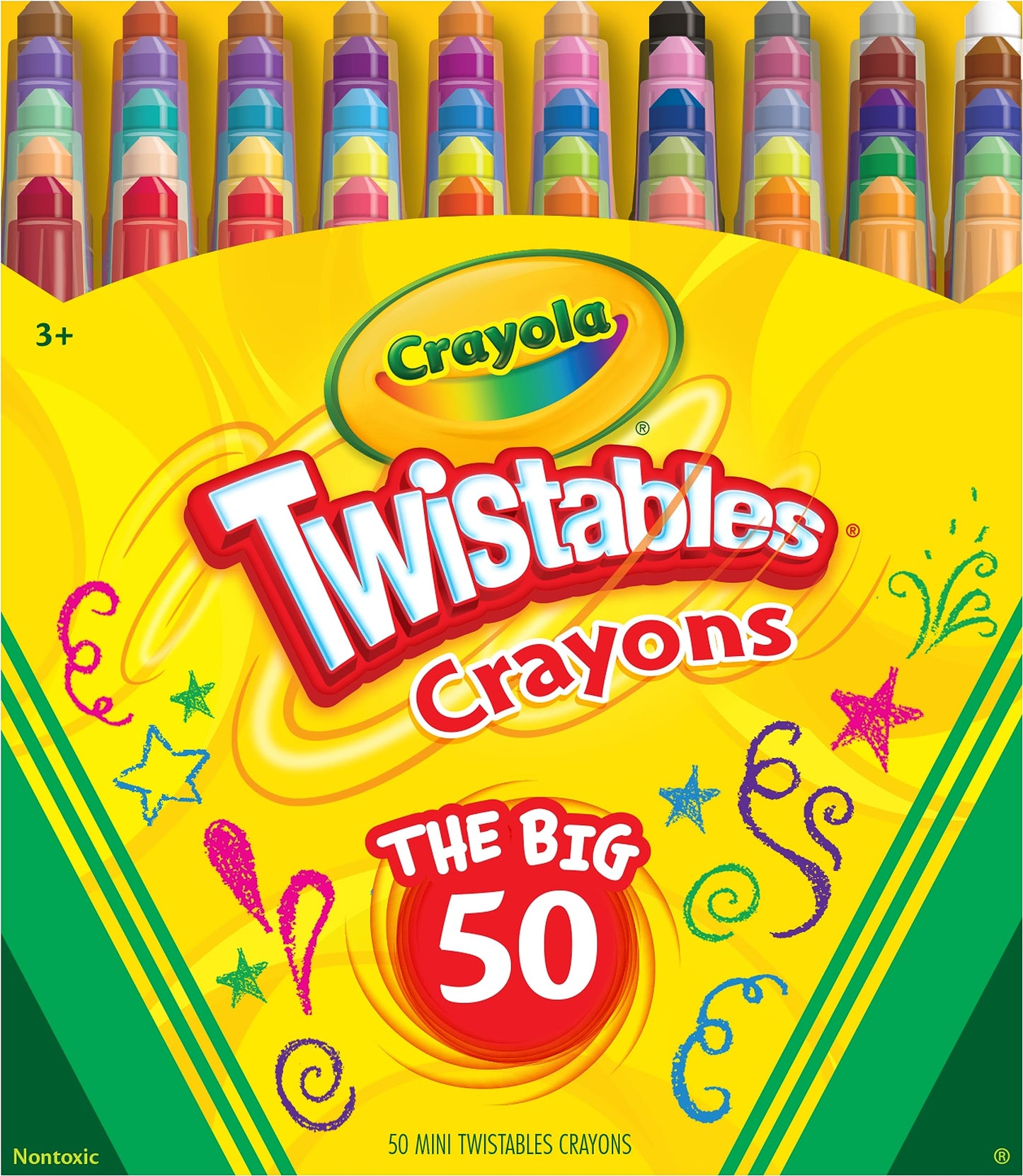 Crayola Mini Twistables Crayons For Kids (50Ct), Arts & Crafts Supplies, Toddler Crayons For Coloring Books, Easter Basket Stuffer For Kids, Gifts