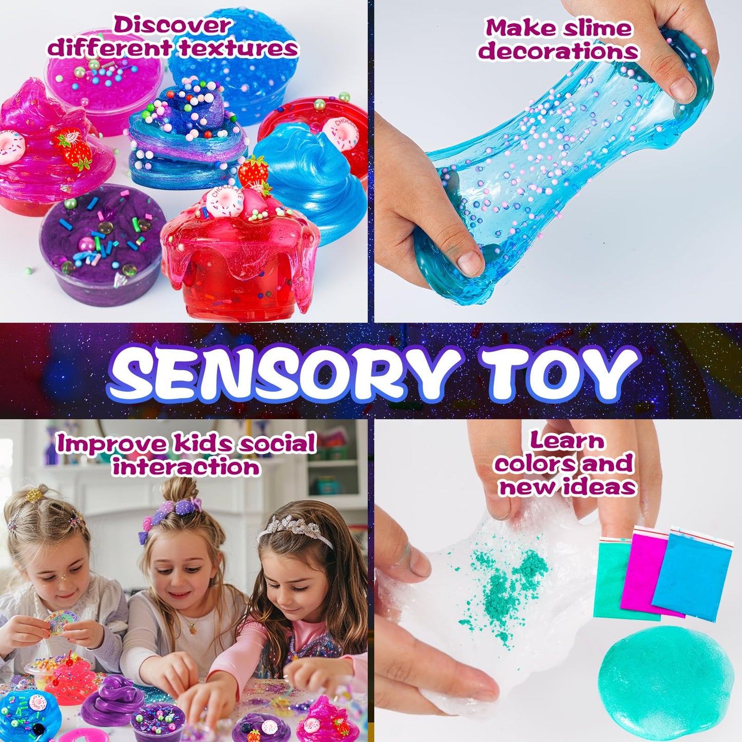Crunchy Slime Kit,Sparkling Slime Making Kit,Foam, Jelly Cube Slime For Party Favors Kids Boys Girls Birthday Carnival Treasure Classroom Prizes