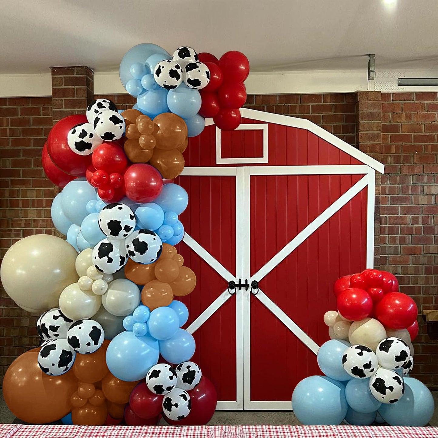 158 Pcs Red Blue Cow Balloons Arch Garland Kit Cow Party Decorations For Baby Shower Birthday Farm Western Theme Party Supplies Decorations