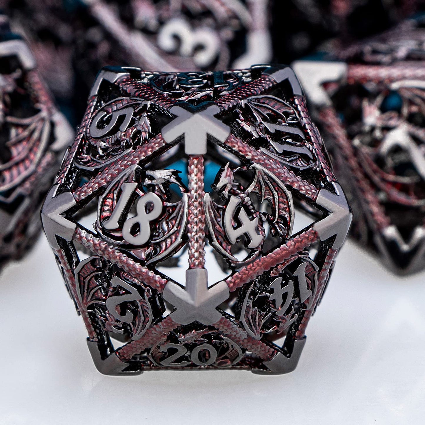 ARUOHHA Hollow DND Metal Dice Set Dungeons and Dragons Black Red D and D Dice, D+D RPG D&D Dice Role Playing Games Polyhedral Di