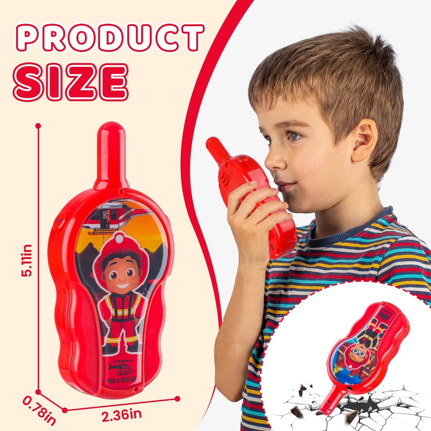 LAEbuild Walkie Talkies for Kids - Walkie Talkie Toys Gifts for 4 5 6 7 8 Year Old Girls Boys Long Range Fire & Rescue Walkie Ta
