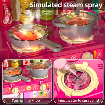 Jukudahu Pretend Play Kitchen Toys For Kid Age 3 4 5 6 7 - Double Sided Kitchen Appliance With Toy Accessories For Girls, Cookin