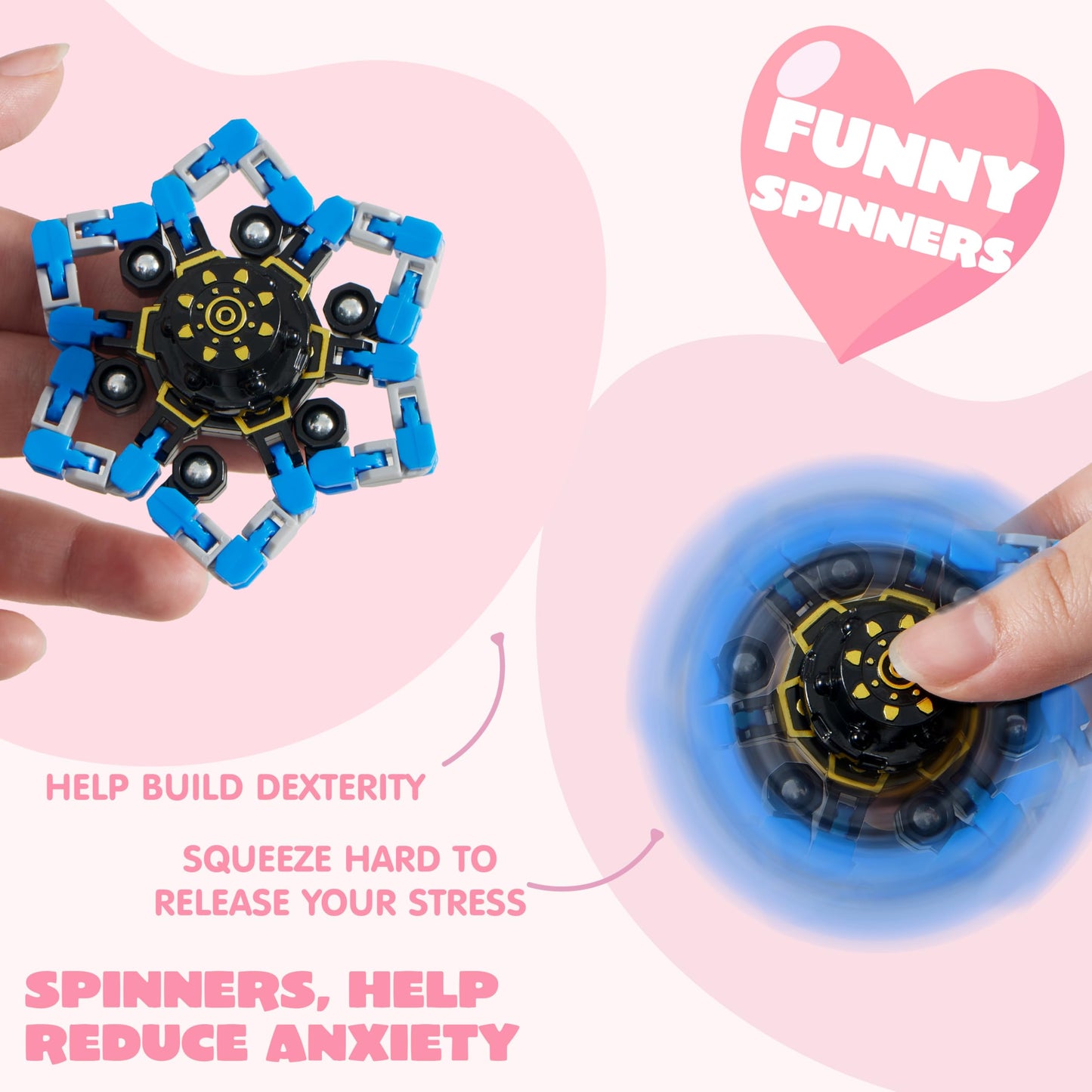 Joyin 36 Packs Valentine'S Day Gift Cards With Fidgets Spinners, Deformable Diy Spinners Fingertip, Stress Relief Fidget Toys Fo