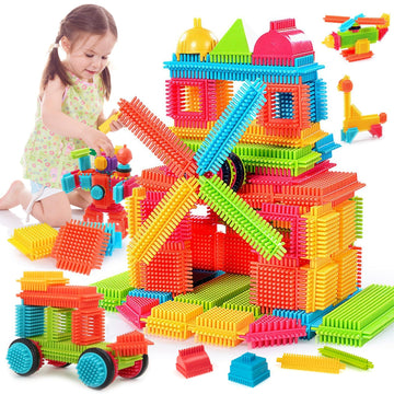Teytoy 100 Pcs Bristle Shape Building Blocks Toy Set - Assorted Color, Plastic, Model 01 for Toddlers and Kids
