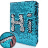 Sequin Girls Journal for Kids 8.5x5.5 Inches 160 Lined Pages Diary for Girls and Boys Reversible Flip Sequence Notebook for Teen Pre School Writing Drawing Travel Gifts (Lake Blue to Sliver)