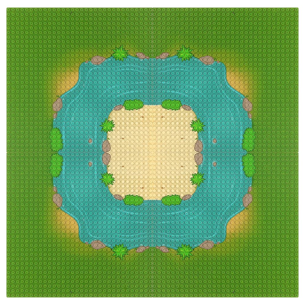 Feleph Classic Baseplate With River And Grassland Pattern Base Plates For Building Blocks 10 X 10 Inches Compatible With Major B