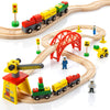 Kipipol Wooden Train Sets For Boys 2-4-7 – 38 Pcs Wood Train Set For Toddlers W/Crane, Bridge & Wooden Train Tracks – Train Toys For 3 Year Old Boys & Girls – Fits Thomas Brio Ikea Melissa And Doug
