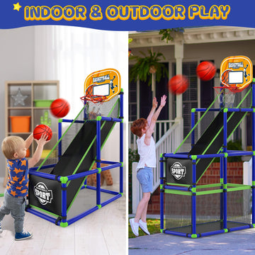 Eaglestone Toddler Arcade Basketball Hoop Game Indoor, Ajustable Height Indoor Basketball Hoop With Storage Design For Kids,Perfect Sports Outdoor Play Toys For Kids Age 3-4 5-4 4-8