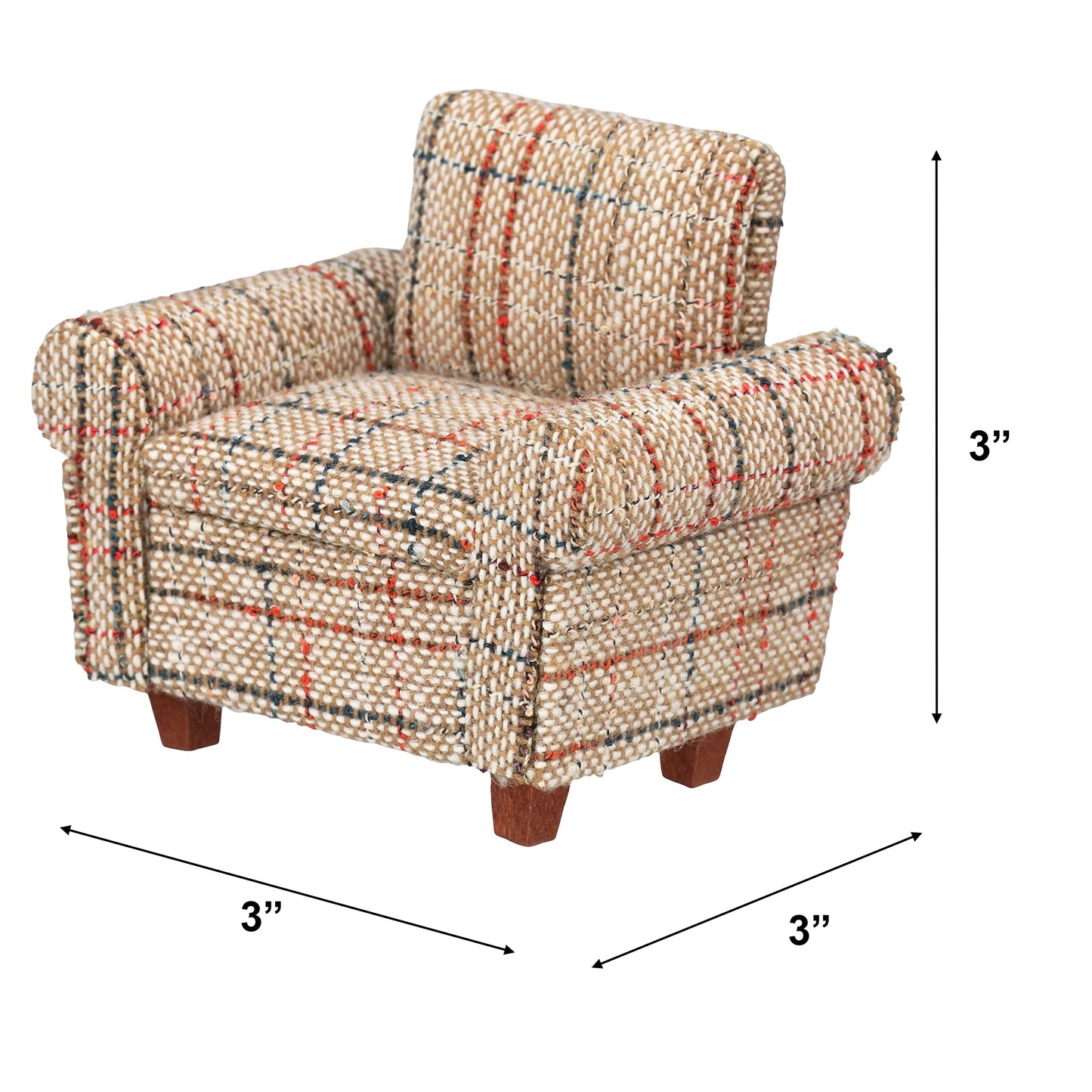 Dollhouse Sofa Armchair Upholstered, Miniature Living Room Furniture Chair, Fabric, Accessories For 6 Inch Dolls, 1/12 Scale (Be