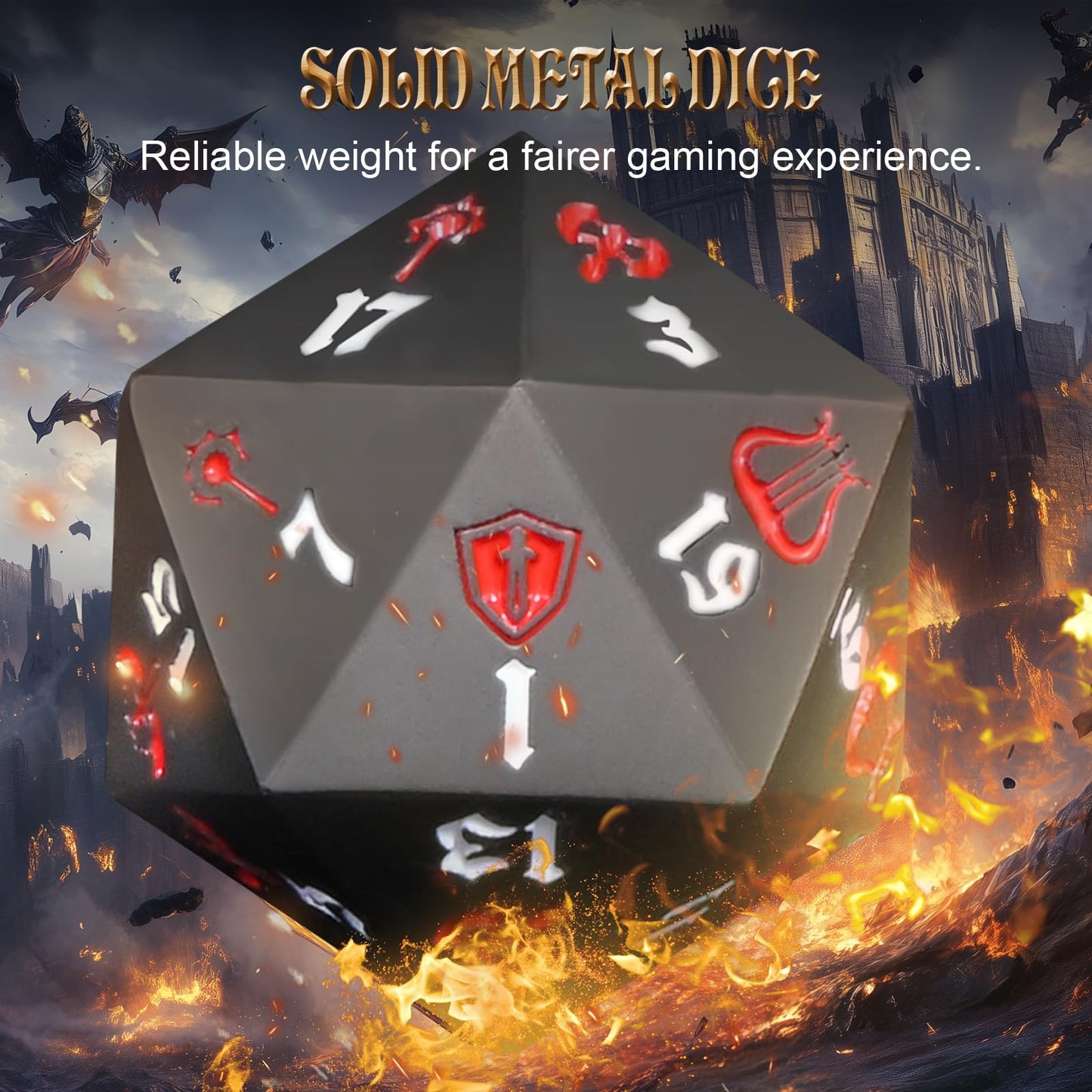 DND Dice Set, 7Pcs Metal Dice with Dice Box for Dungeons and Dragons, Polyhedral D&D Dice Set Role Playing Games, Board Games (D