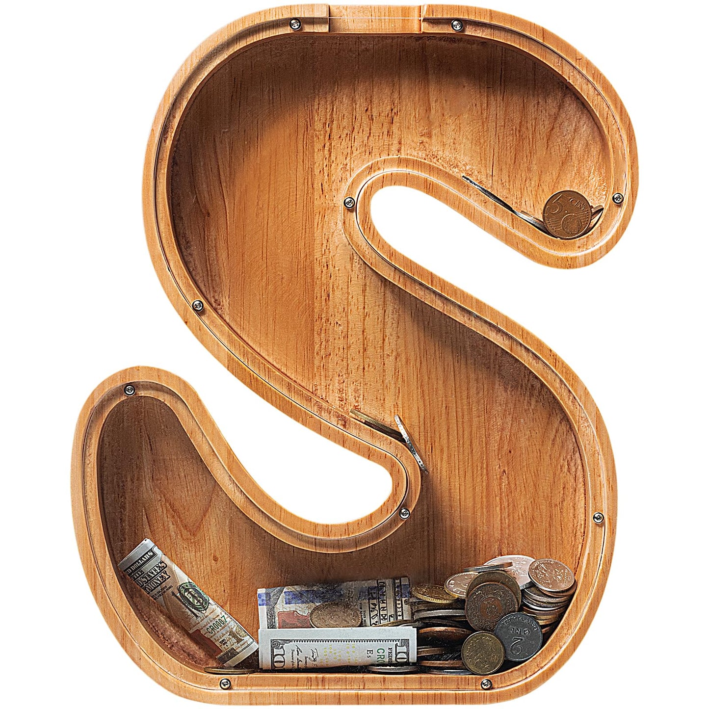 Sulevalt 12' Extra Large Wooden Letter Piggy Banks - Piggy Banks For Boys Girls Kids, Alphabet Money Banks With Initial S - Coin Banknote Bank Birthday/Christmas For Kids