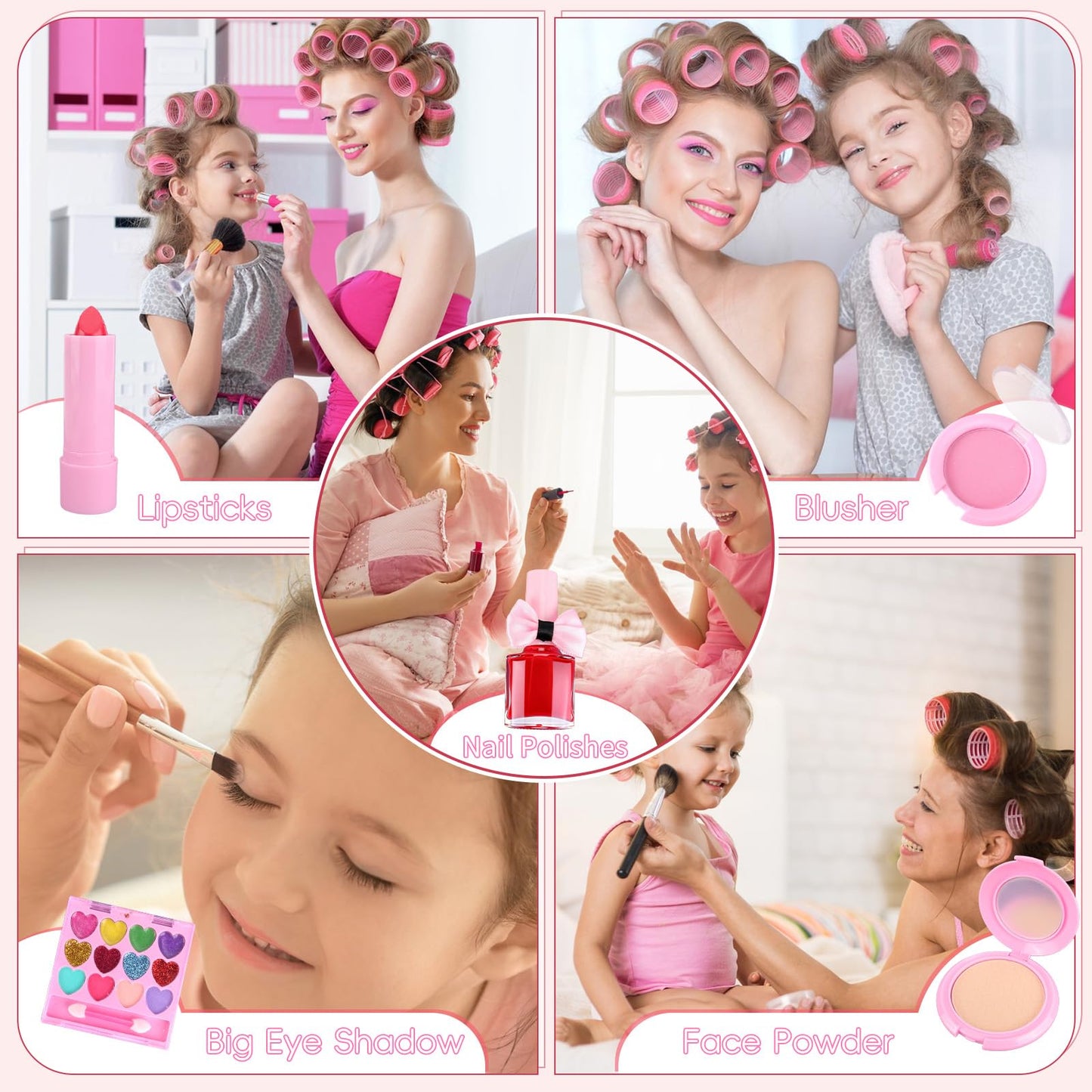 dadop Kids Non-Toxic Makeup Set for Girls 3-10, Personalized Purse, Fun Pretend Play - Large