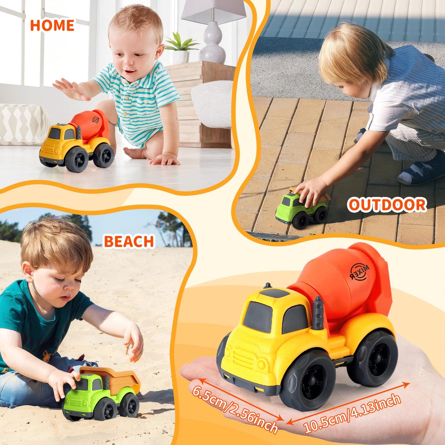 UOYLEYVN Toddler Toys for 1 Year Old Boy, Dump Truck Toys and Mixer Cement, BPA Free, Phthalates Free, PVC, Outdoor Toys for Tod