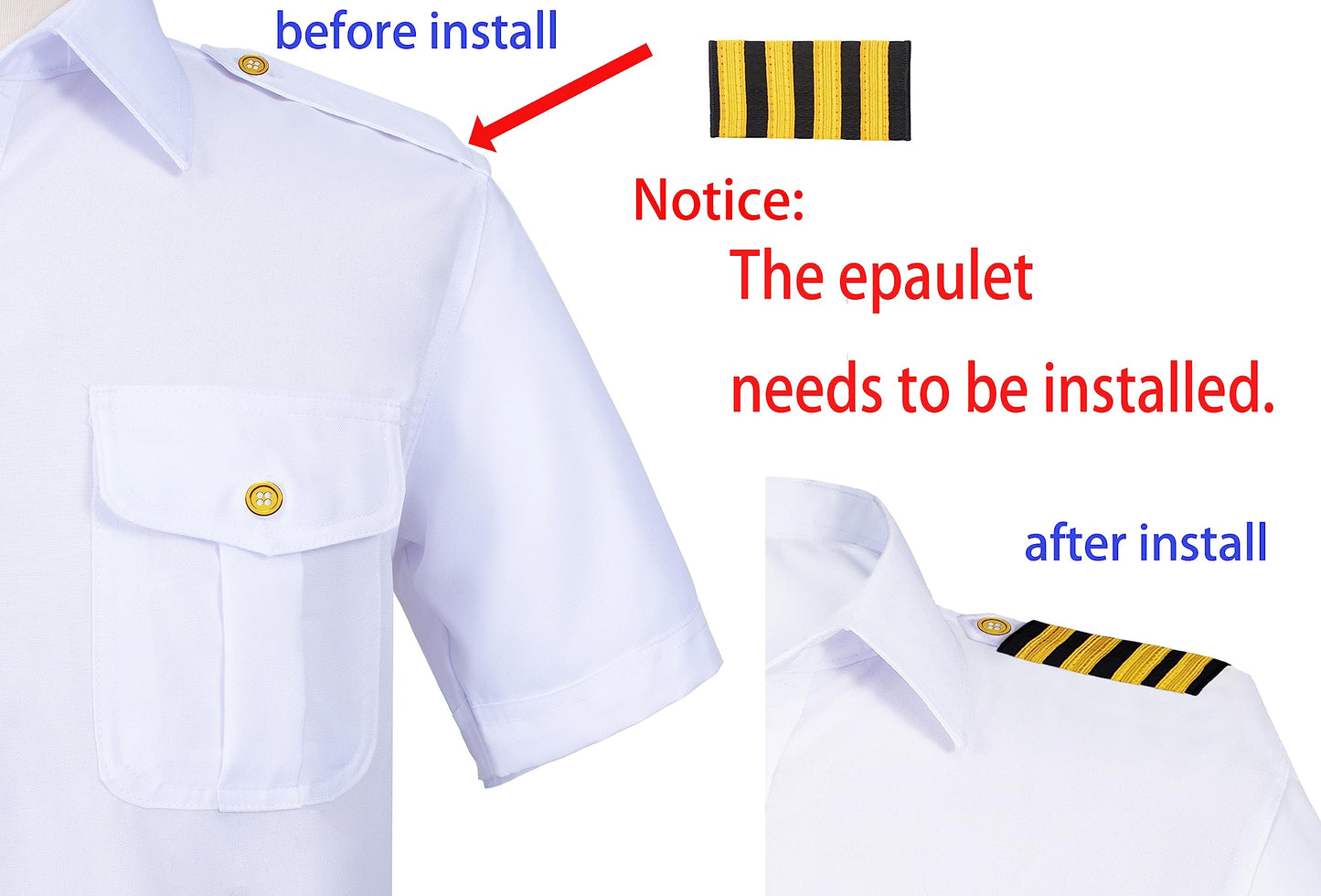 Kids Yacht Captain Sailor Costume For Boys Shirt Hat Accessories 6 Pcs Set Party Cosplay 7-8Years White