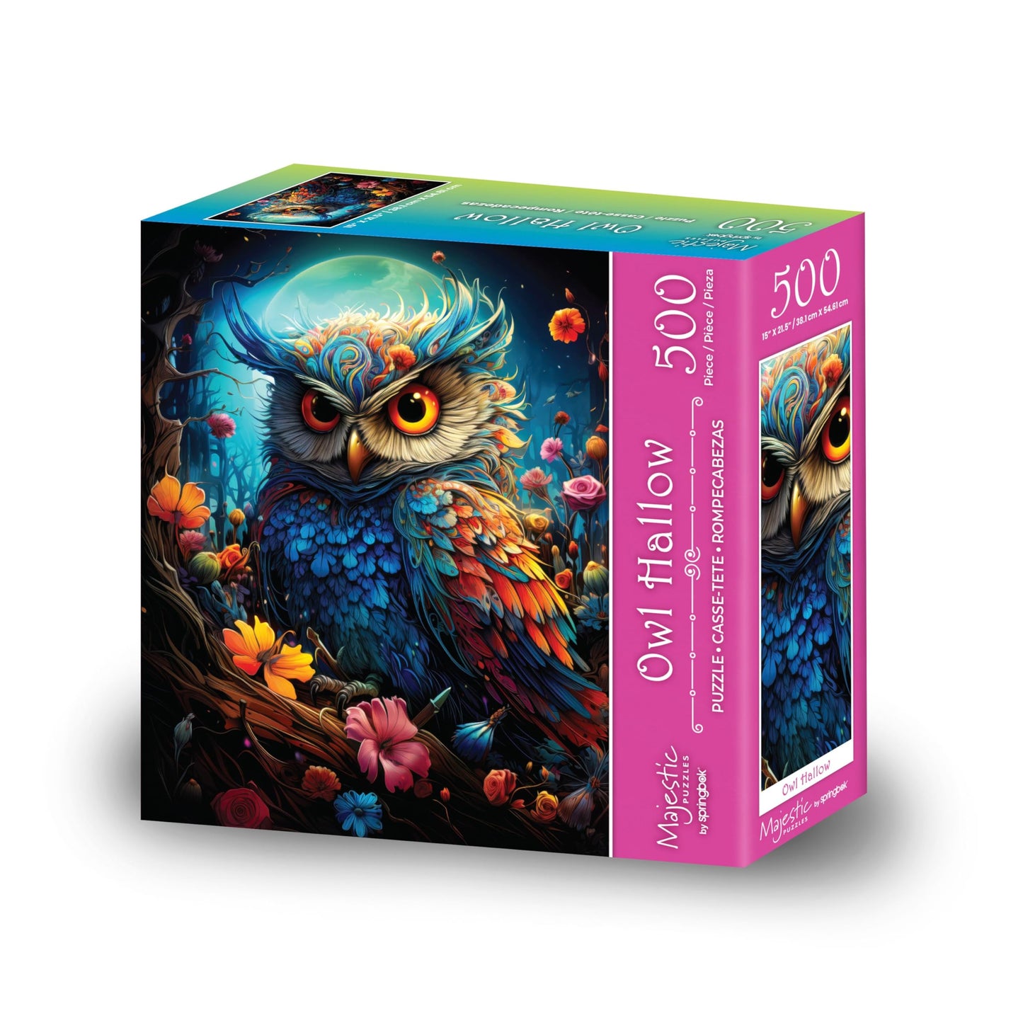 Majestic Value Brand 500 Piece mature-themed Puzzle of a Colorful Mystical Owl