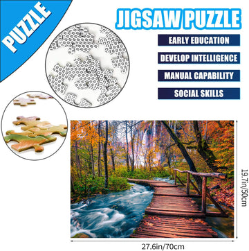 Rechiato Jigsaw Puzzles For Adults, National Parks Puzzle 2 Pack 1000 Pieces, General Sherman Tree & Wooden Long Bridge In Plitvice, Challenging Puzzle Perfect For Family Activity Game Nights Gifts