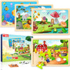 Tqu Wooden Puzzles Toys For Kids Ages 4-6 3-5, Set Of 4 Packs With 24-Piece, Farm, Zoo, Insects, Sea Animals Wood Jigsaw Puzzles