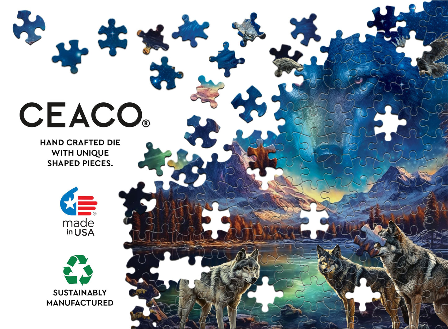 Ceaco - Glow In The Dark - The Beauty Of Wolves - 750 Piece Jigsaw Puzzle