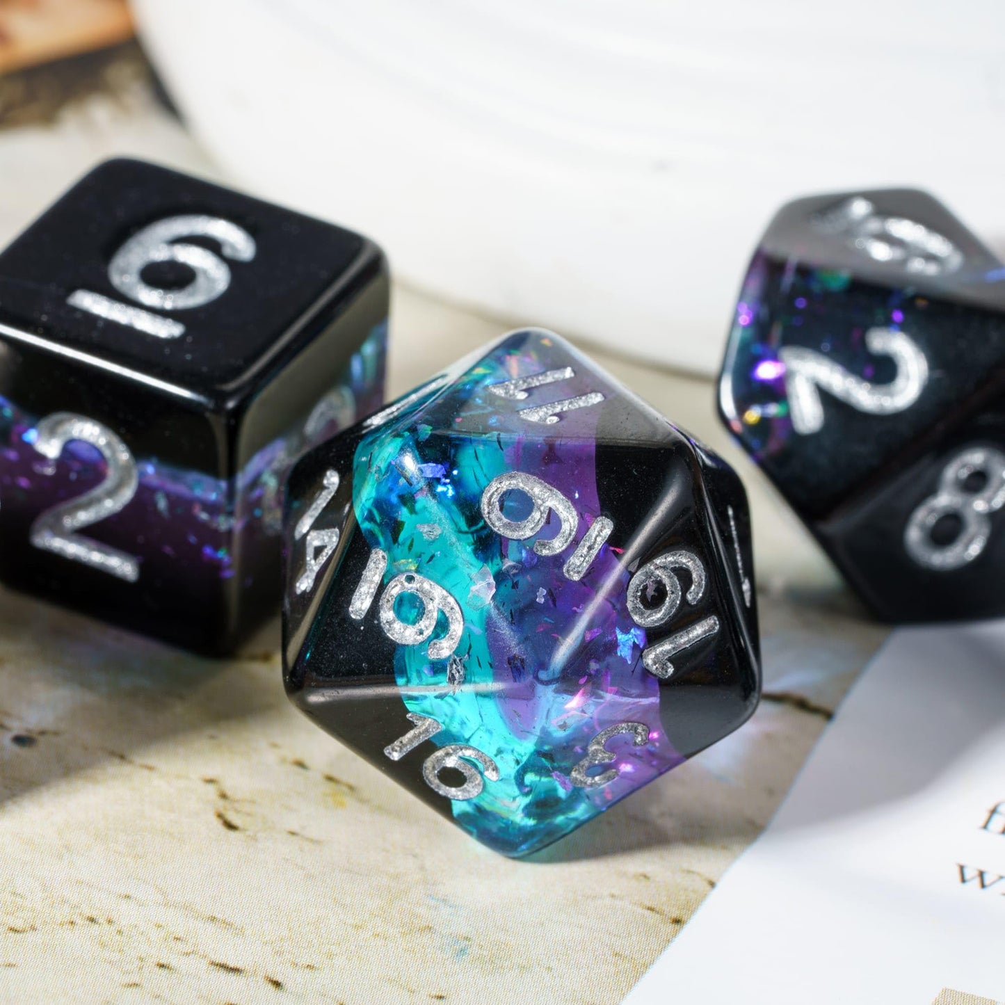 HDdais DND Dice Set, 7PCS Polyhedral Dice Set Filled Foil for Dungeons and Dragons, D&D Dice for Role Playing Game and Tabletop