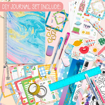 ABERLLS DIY Journal Kit for Girls, Birthday Gift for 6 7 8 9 10 11 12 Year Old Girl, Art Crafts Kits for Tween Teenage Kids, Scr