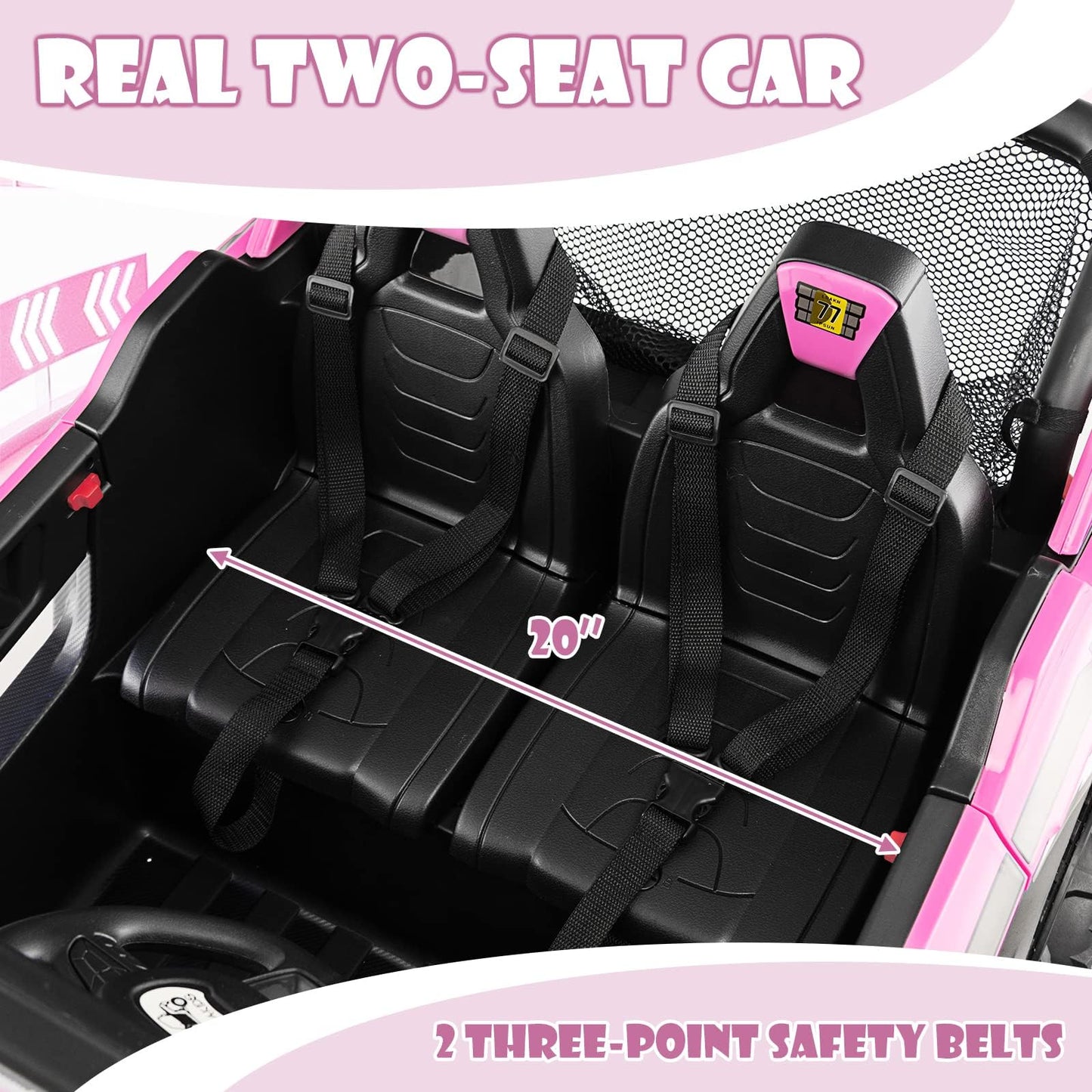 Olakids 2 Seater Ride On Car For Kids, 12V Utv Kids' Electric Vehicles With Remote Control, Spring Suspension, Soft Start, Music Bluetooth Fm, Battery Powered For Ages 3-8 (Bright Pink)