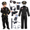 Spooktacular Creations 14PCS Halloween Police Costume for Kids Black Police Officer Costume for Boys Toddler Cosplay RolePlay Themed Party (Small 5-7 yrs)