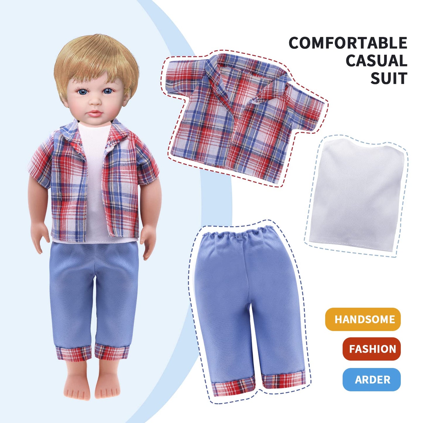18 Inch Boy Doll Clothes - 18'' Baby Doll Accessories Doll Clothing 8 Pcs For Kids Present Boys And Girls Birthday Christmas