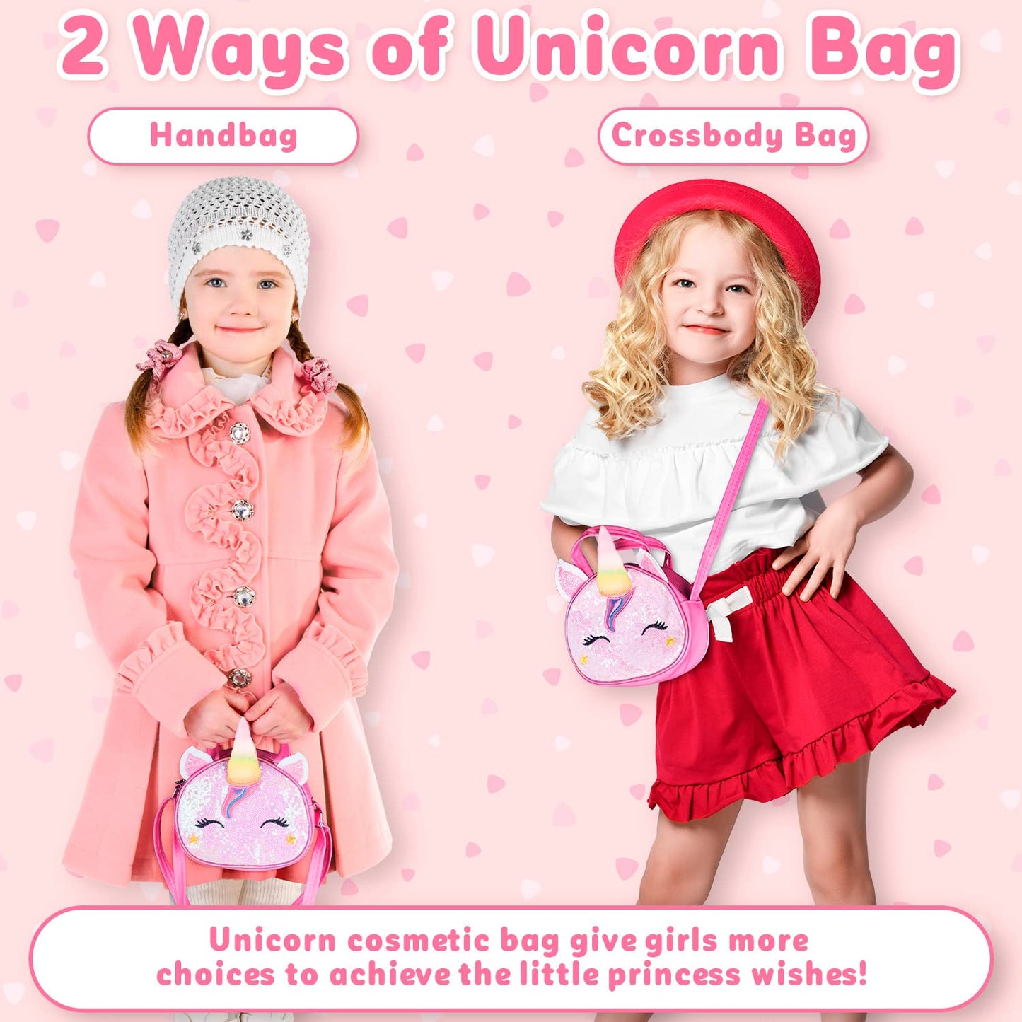 Hollyhi 25 Pcs Kids Makeup Kit for Girl, Washable Real Make Up Play Set with Unicorn Cosmetic Bag, Pretend Beauty Set Princess D