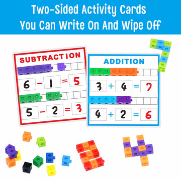 SpriteGru Math Linking Cubes - Multicolor Plastic Manipulatives with Activity Cards for Kindergarten Learning, Small Size