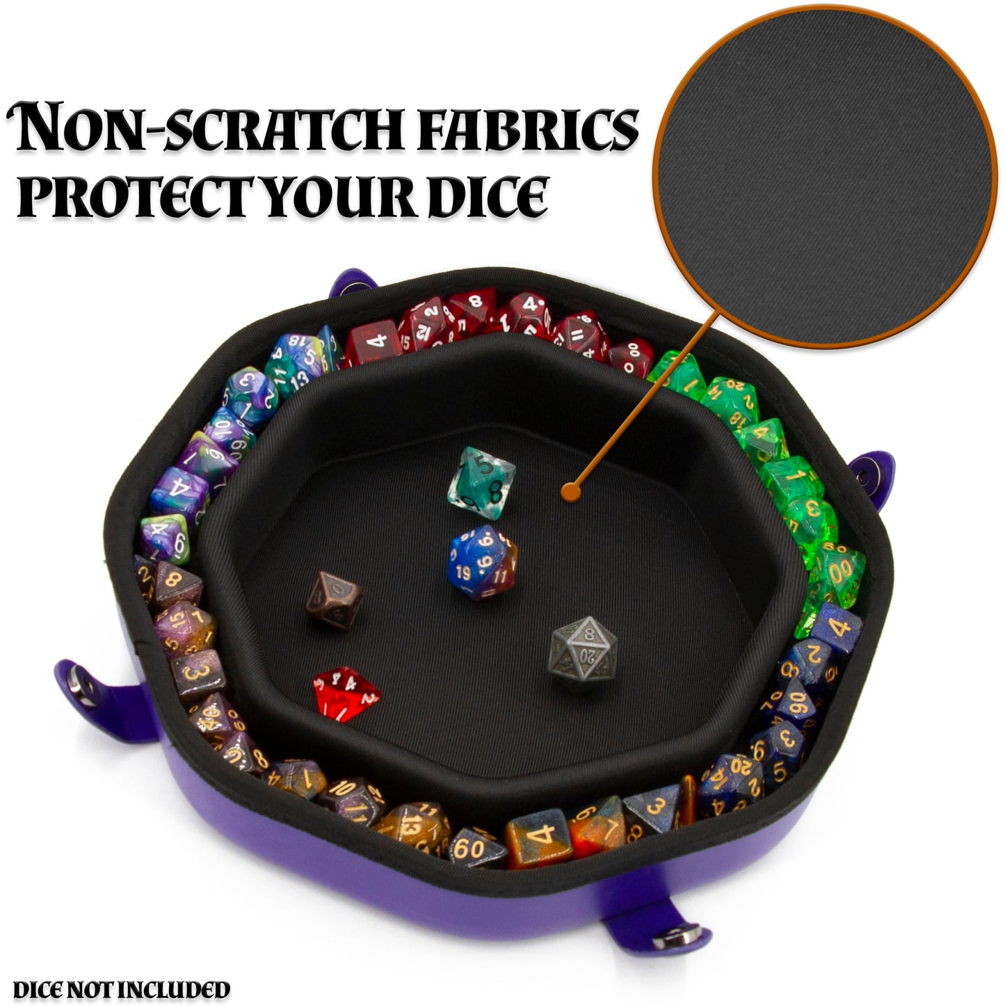 Casematix Dice Tray And Dice Storage Case For Up To 115 Rpg Dice - Dice Tray For Rolling With Magnetic Snaps, Embossed Tree Of L