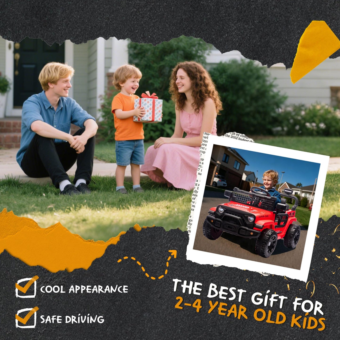 Okybaby 24V Ride On Jeep Car, Kids Ride On Toys W/Parents Remote Control, 200W Motor Electric Car For Kids 2-4 With Four-Wheel S