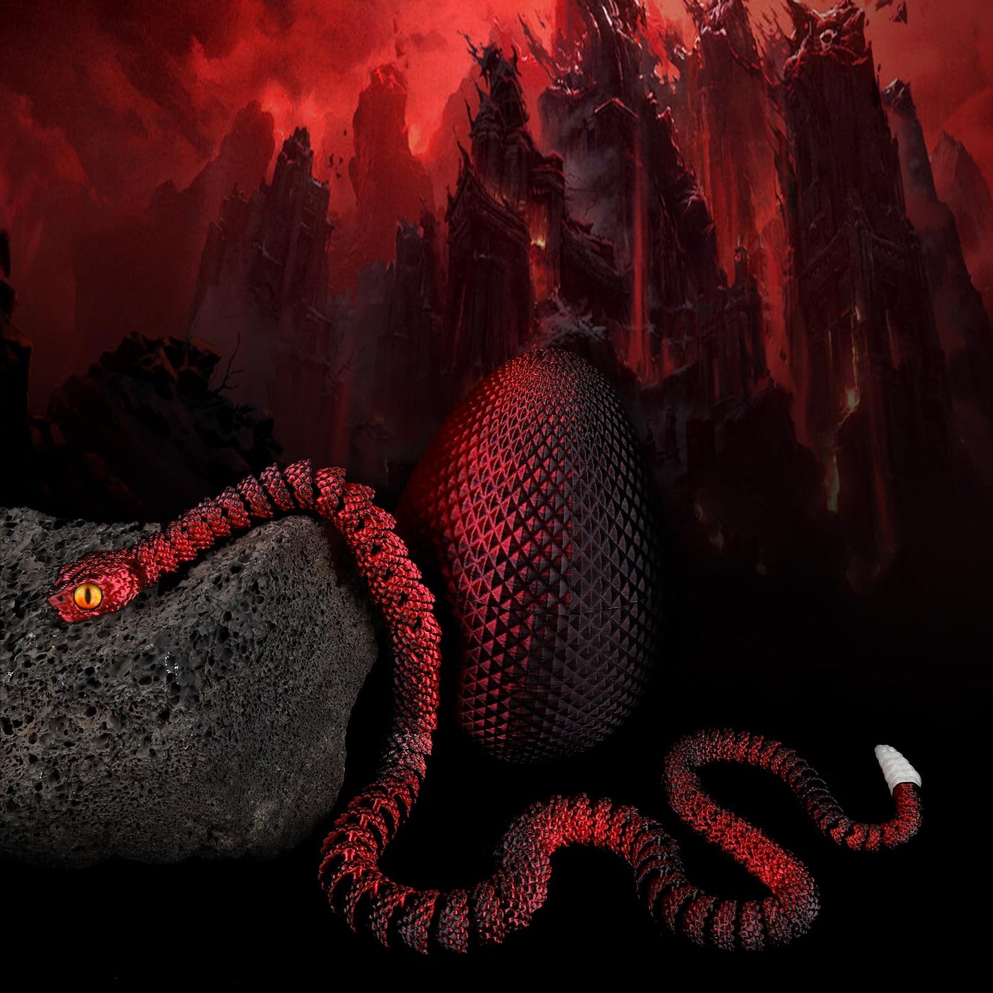 3D Printed Snake Eggs With Snake Inside,3D Printed Snake,3D Printed Animals,23.22 Inch Crystal Snake Fidget Toys,Articulated 3D