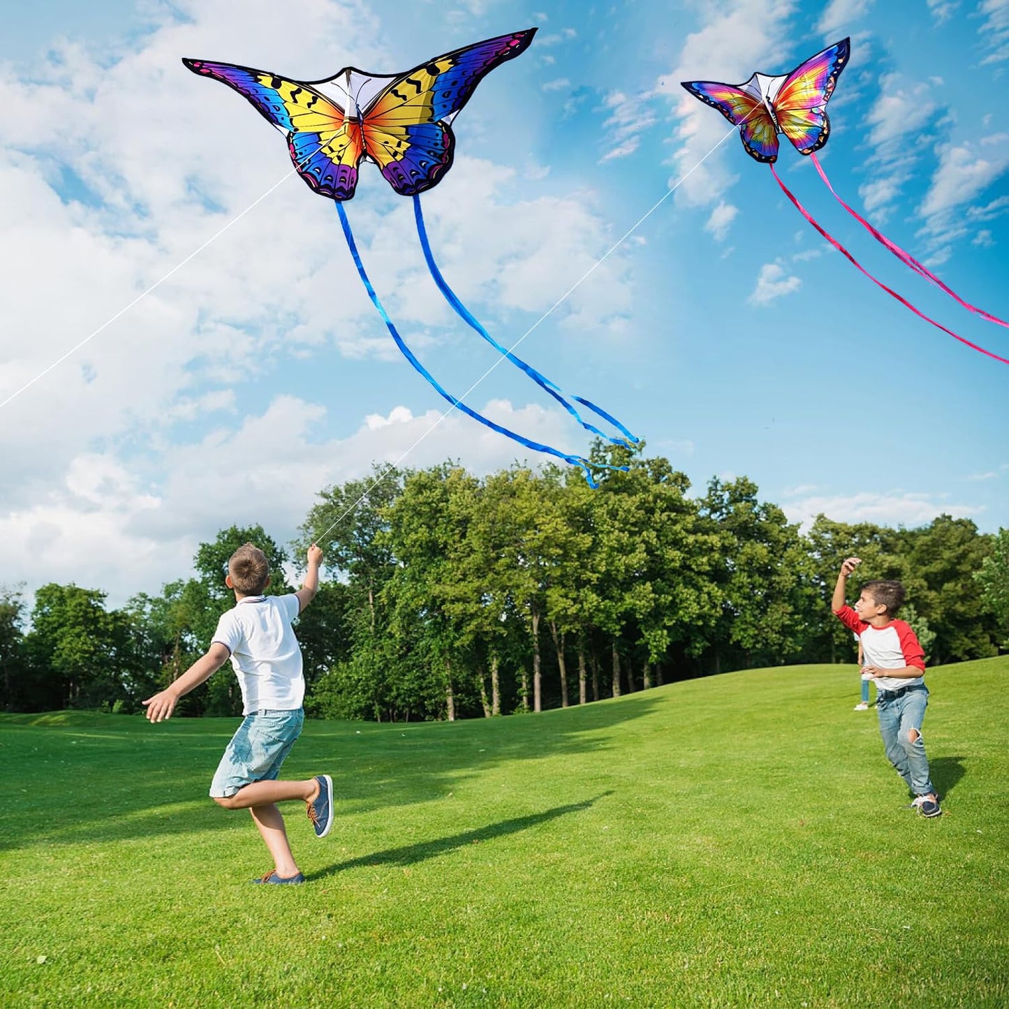 Honbo Butterfly Kites For Kids & Adults, Large Kite For Toddlers Age 2-4, Each Kite With 300Ft Line Handle,Beginner Kite For Kids Ages 4-8,Beach Kites For Outdoor Activities & Family Trip(Rainbow)