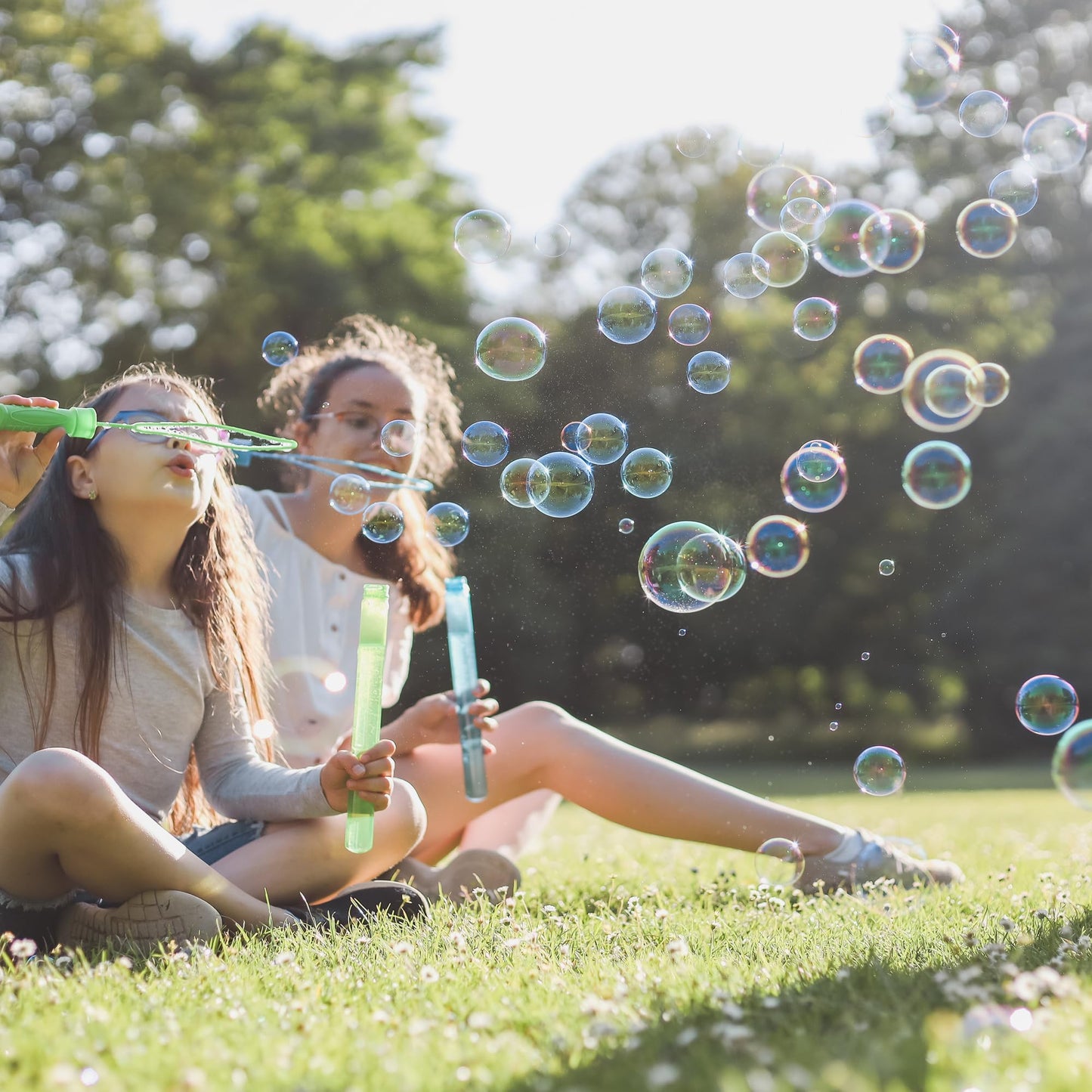 Giftexpress 24 Pcs Big Bubble Wands And Solution - 14.6'' Large Bubble Wands And Bubble Refills Solution For Easter, Pool, Beach