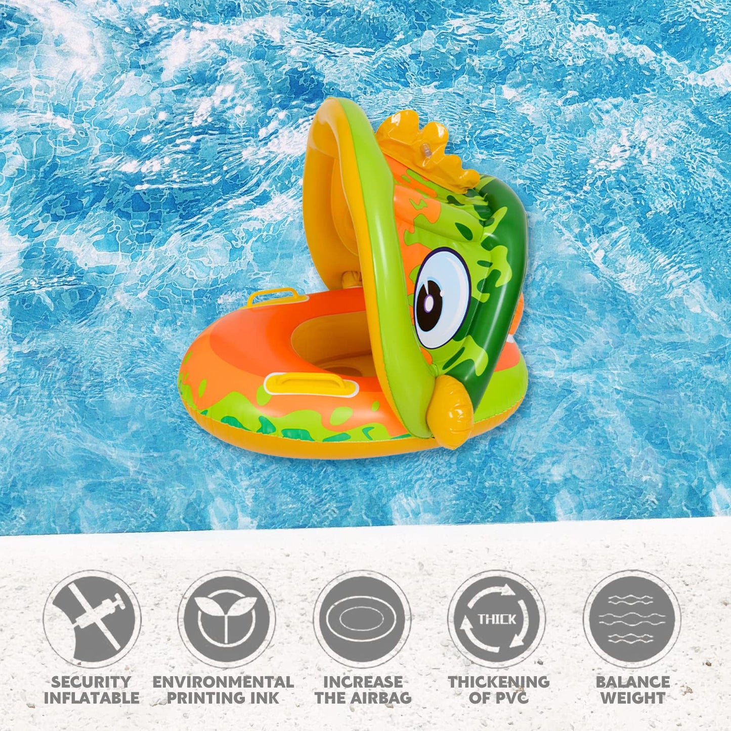 Baby Swimming Float Inflatable, Baby Pool Float Ring With Sun Canopy Inflatable, Inflatable Swimming Floats For Age Of 6-36 Mont