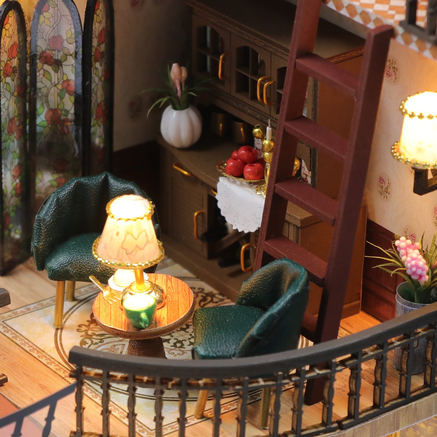 Kisoy Dollhouse Miniature with Furniture Kit Handmade DIY House Model for Teens mature-themed Gift (Dream Building Pavilion)