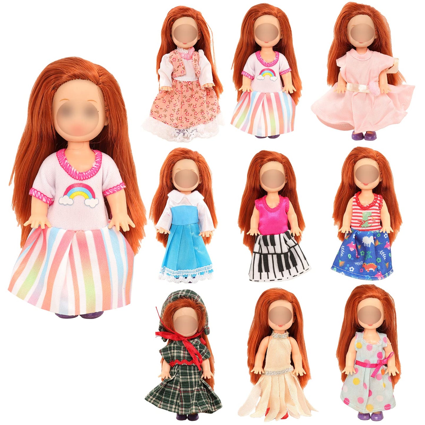 Barwa 6Pcs 4 Inch Doll Clothes Fashion Dresses Outfit For 4 Inch Doll 5 Inch Doll