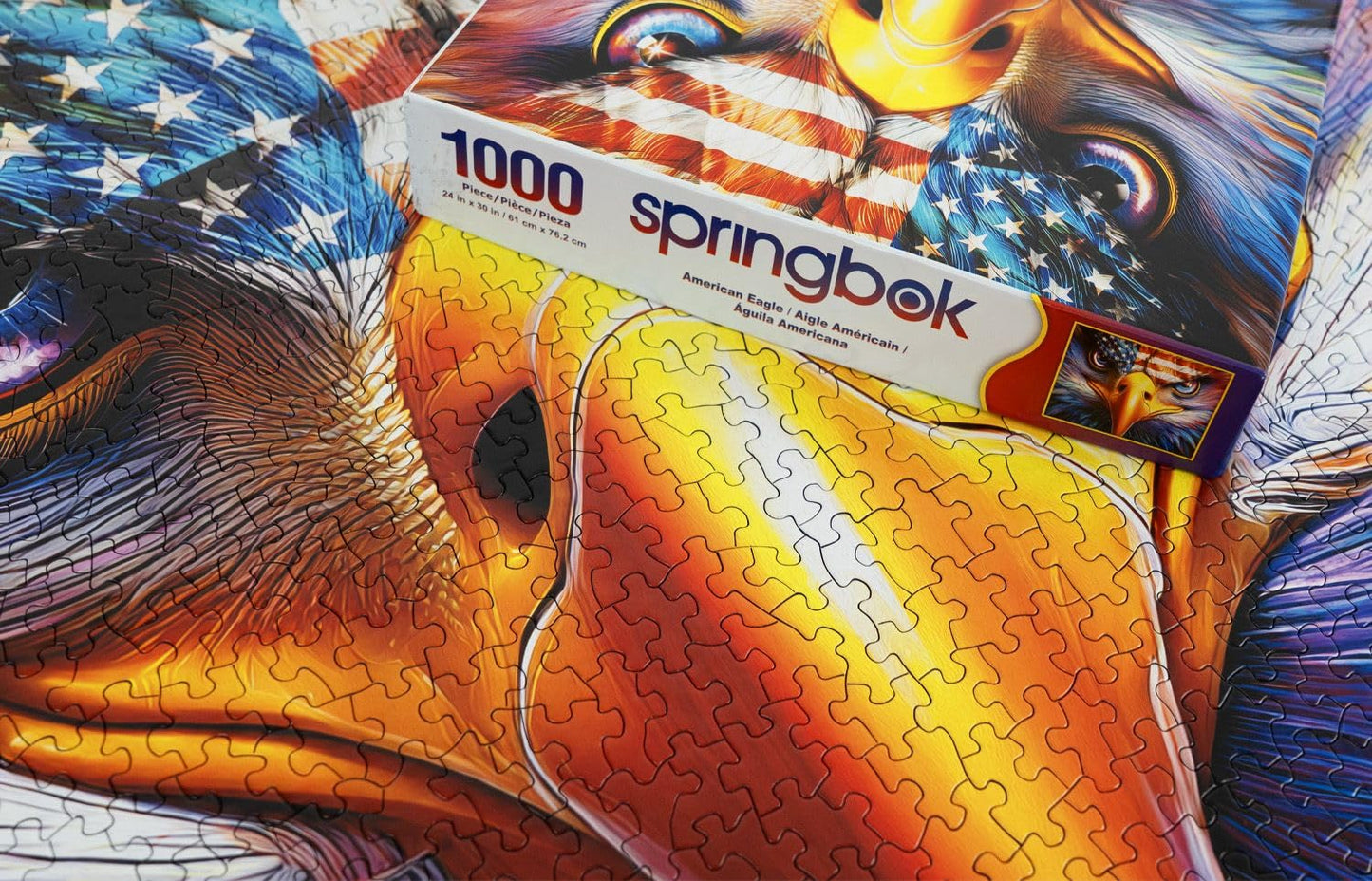 Springbok American Eagle 1000 Piece Jigsaw Puzzle - Challenge Yourself with This Striking Patriotic Image of an Iconic American Eagle