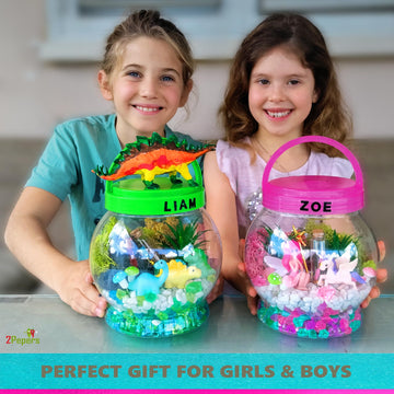 2Pepers Diy Fairy & Unicorn Nightlight Gifts For Girls Age 3 4 5 6 7 8 9 10 Years Old, Terrarium Arts & Crafts For Kids, Birthday Fairy Gift & Unicorn Art Kit