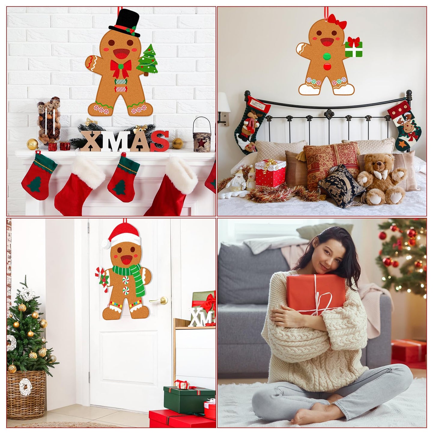WovWeave Christmas DIY Felt Gingerbread Man Decor Kit with 46 Ornaments - Multicolor, Model KAI-WovWeave-0332, Festive Holiday Craft