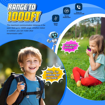 Kids Walkies Talkies Toys Rechargeable: 2 Pack Walkie Talkies For Kids Easter Birthday Gifts For 3 4 5 6 7 8 Year Old Boys Girls