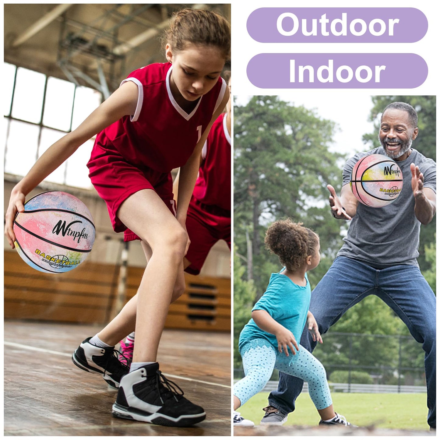 Wtnpfm Kids/Toddler Basketball For Age 1 2 3 4 5 6,Mini Basketball Size 3 (22-Inch) Game Play In & Outdoor For Little Girls And