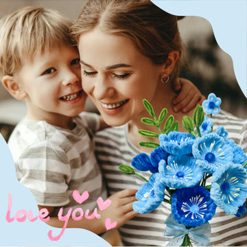 YYUENG TAK 200 pcs Blue Pipe Cleaner Flowers Craft kit for DIY Corn Poppy Bouquet with tutoria(4 Colors),Chenille Stem Flowers C