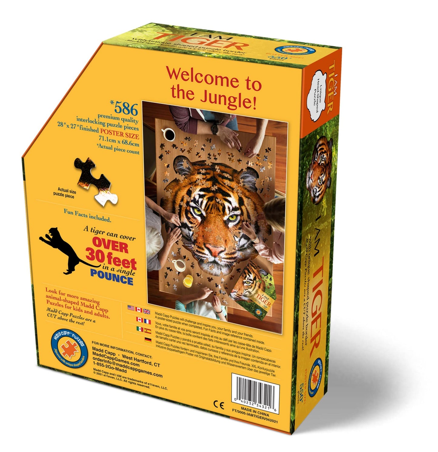 Madd Capp Puzzles - I Am Tiger - 550 Pieces - Animal Shapes Jigsaw Puzzle