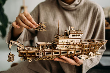 Wood Trick Yacht Mechanical 3D Wooden Puzzles For Adults And Kids To Build - Rides Up To 8 Ft - Model Kits For Adults - Diy Wooden Models For Adults To Build