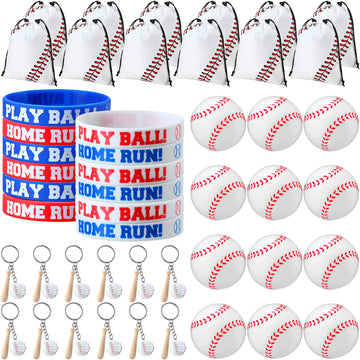 Nuogo 48 Pcs Baseball Party Favors Supplies Include 12 Pcs Baseball Party Bags 12 Pcs Baseball Bracelets 12 Pcs Baseball Stress