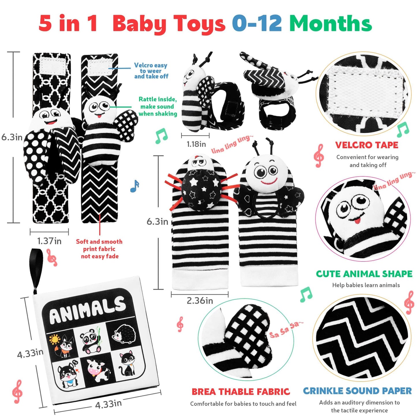 Baby Rattles Toys For 0-12 Month: Infant Toys 0-6 Months Baby Socks And Wrist Rattle Newborn Toys Baby Gifts For Boys And Girls